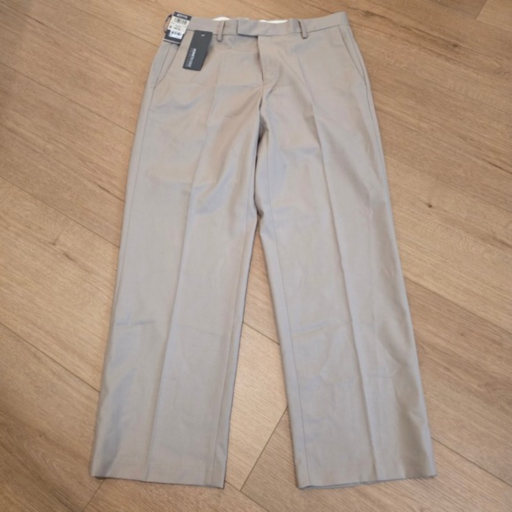 Kenneth Cole Reaction Dress Pants Mens 34x30 Stone Beige Flat‎ Front NWT